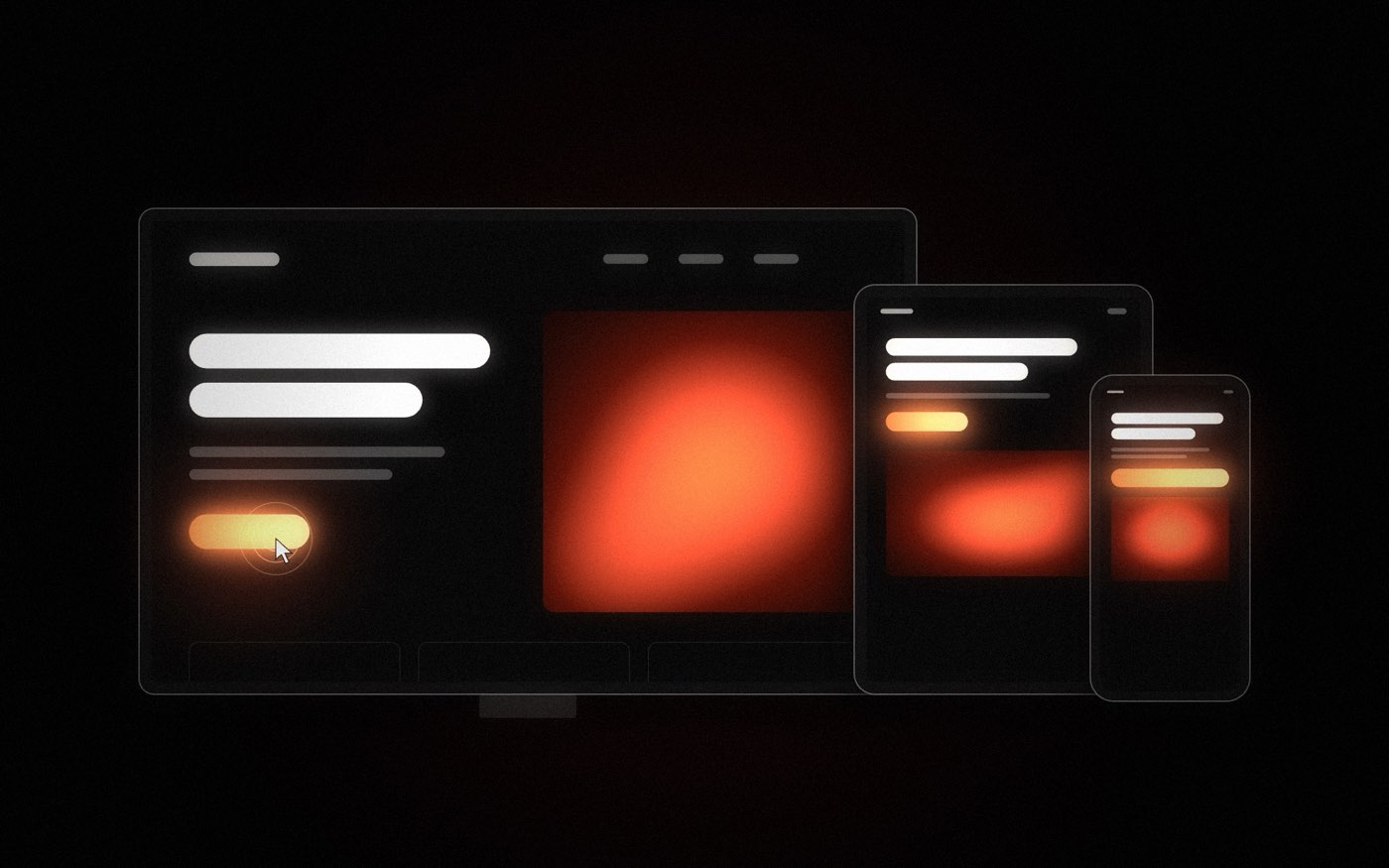 Website shown on desktop, tablet and phone
